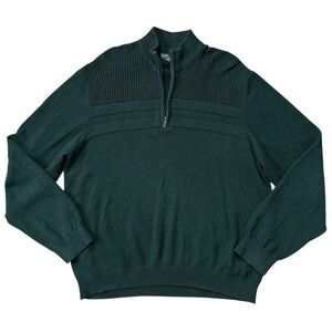 Van Heusen Flex Quarter Zip Ribbed Pullover Sweater Green Size XXL